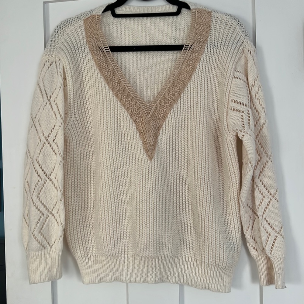 Cream V neck sweater